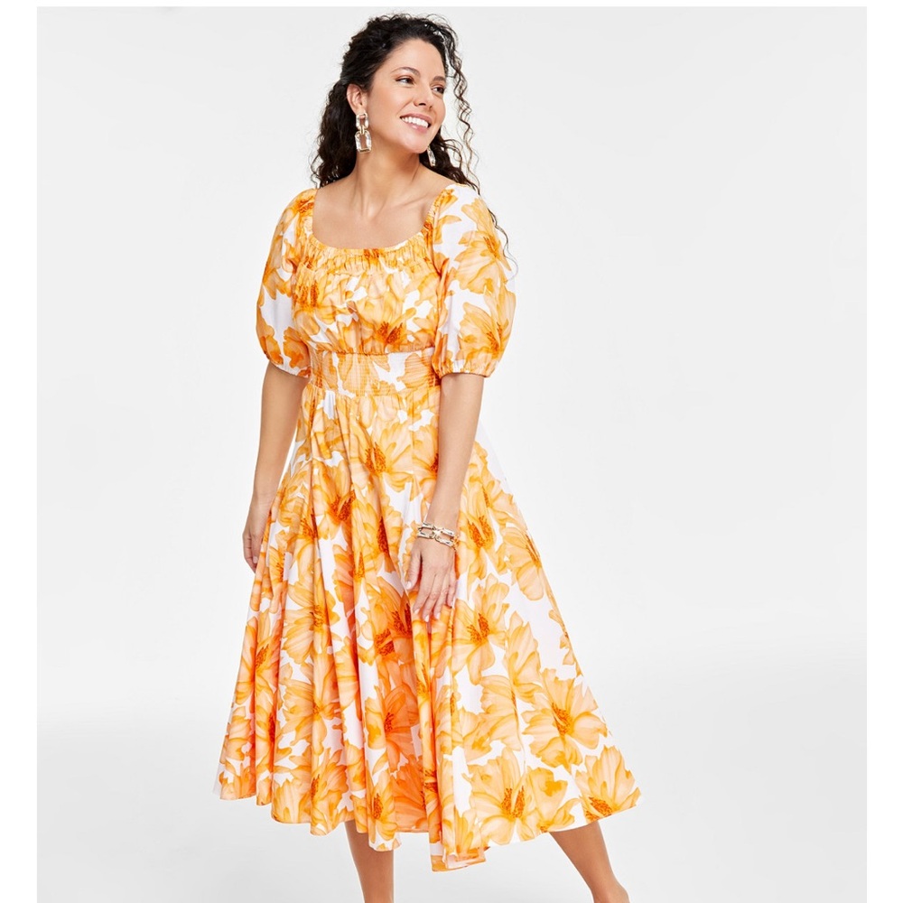 INC International Concepts Orange Floral Dress